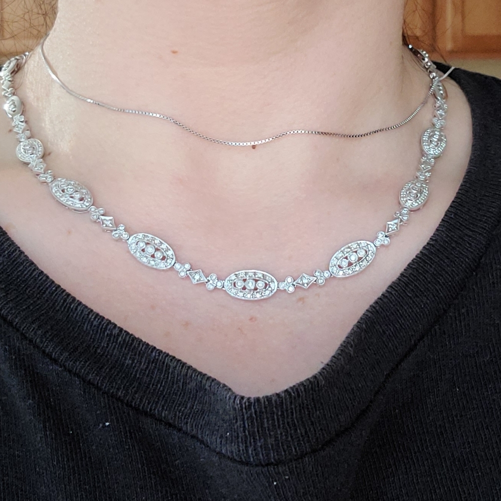 Necklace white gold Dimonds 14K